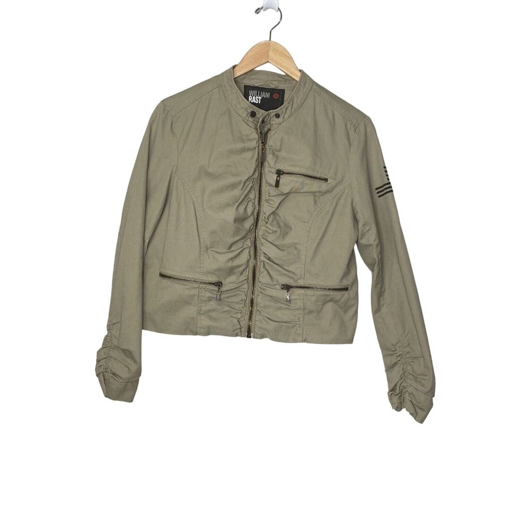 William Rast for Target Military Style Gathered Jacket Green Cotton Size Xl